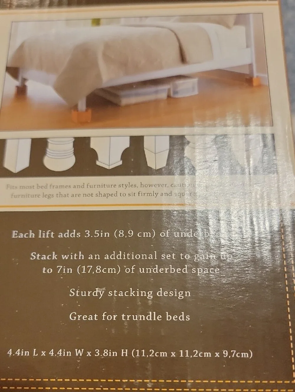 Wooden Bed Lifts Set of 4 - Natural Wood Finish